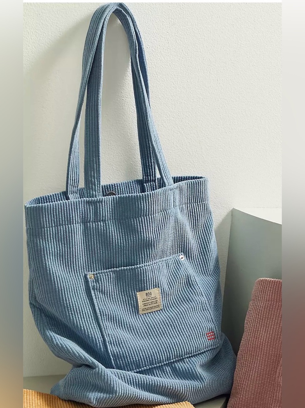 Urban Outfitters Blue Corduroy Pocket Tote Bag | BDG Oversized School Travel Tot